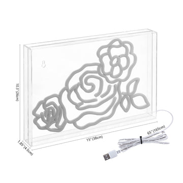 Crowd Of Roses Contemporary Glam Acrylic Box USB Operated LED Neon Light - JONATHAN Y
